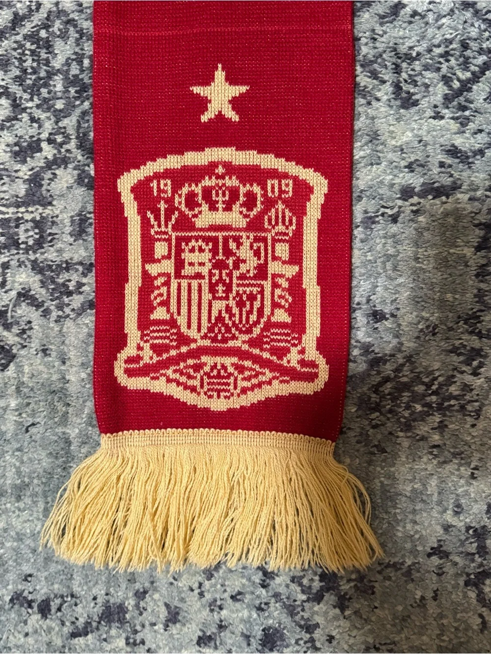 Long Adidas Soccer Team/Fan Scarf with Fringe, Red and Gold